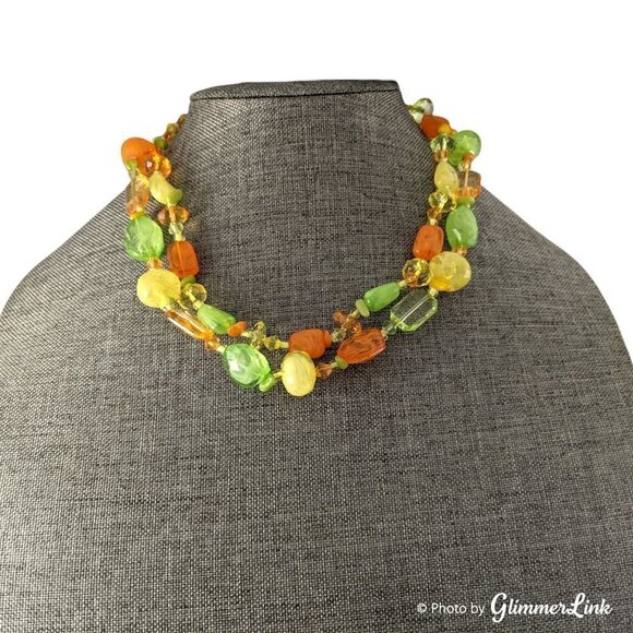 Vibrant Double Strand Fruit Salad Style Beaded Necklace - Picture 3 of 9